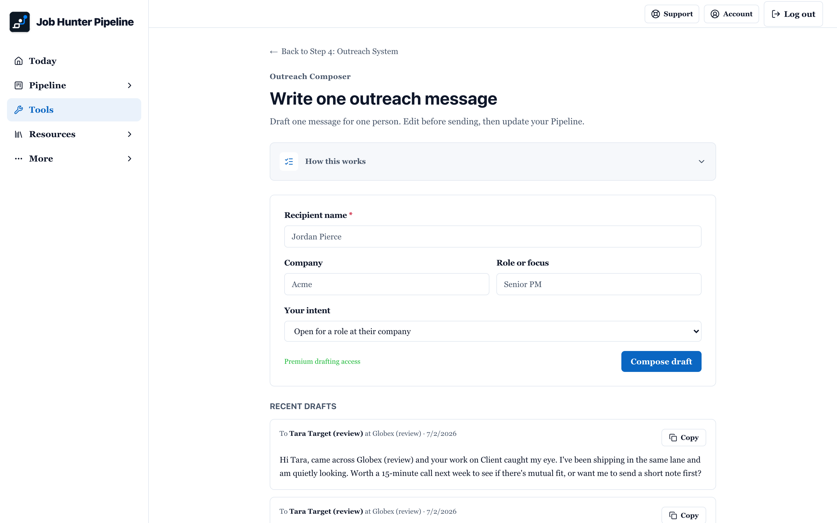Job Hunter Pipeline — Outreach Composer
