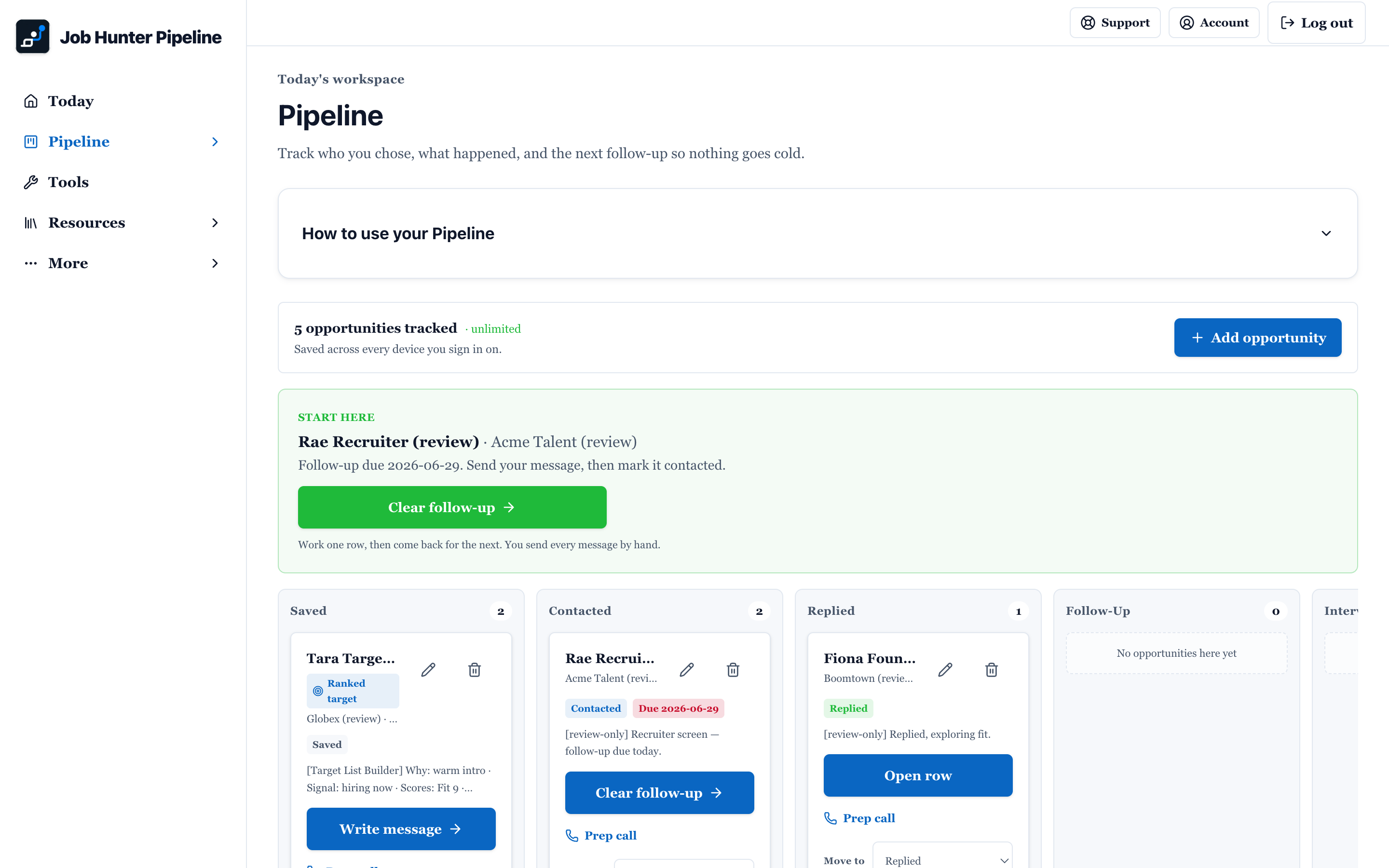 Job Hunter Pipeline — Pipeline Board
